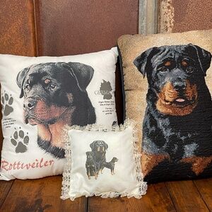 Rottweiler Dog Picken Tapestry Throw Pillow Decor Gift Memorial- Lot of 3!